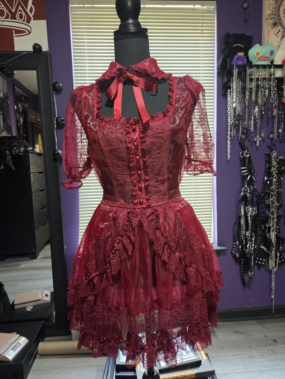 Dolls Kill Current Mood Pretty Imperfect Mini Dress Red Victorian Ruffle Goth